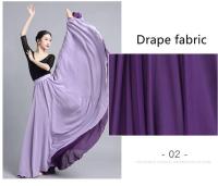 Falda baile gasa flamenca para mujer, faldas largas Color sólido 720 grados, ropa práctica bailarina, falda de estilo chino con - details 5