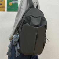 Mochila para ordenador a la moda, bolso escolar para estudiantes de Color sólido con cremallera, bolso de hombro de viaje informal de gran capacidad para estudiantes universitarios - details 5