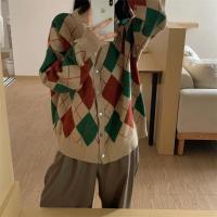 Cardigan de Punto Retro para Mujer 2024 Ajuste Suelto, Manga Larga, Gancho, Elegante - details 3