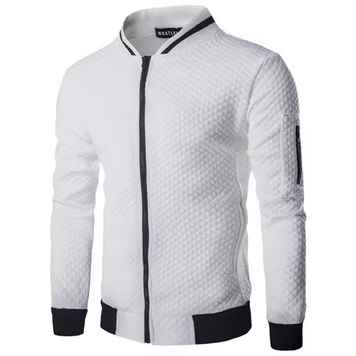 Suéter de béisbol con cuello levantado para hombre, chaqueta a cuadros, ropa deportiva - 1