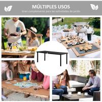 Mesa de Comedor Exterior de Aluminio Tamaño para 8 Personas con Encimera de Listones para Balcón Terraca 190x90x74 cm Negro - details 5