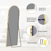 Espejo de Pie Curvado Grande Espejos de Pared con Marco de Oro Aluminio 161 x 52 cm - details 12