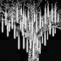 Guirnalda de luces Led de lluvia de meteoritos, 8 tubos, guirnaldas de calle, decoraciones de árboles de Navidad para exteriores, luces de jardín de hadas de Año Nuevo - details 13
