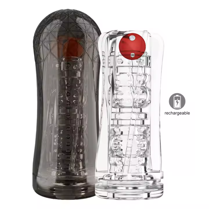 Taza masturbadora masculina automática, vibración, mamada, succión de pene, máquina vibradora, silicona transparente, Coño suave, Vagina, Juguetes sexuales, productos para adultos para hombres - 1