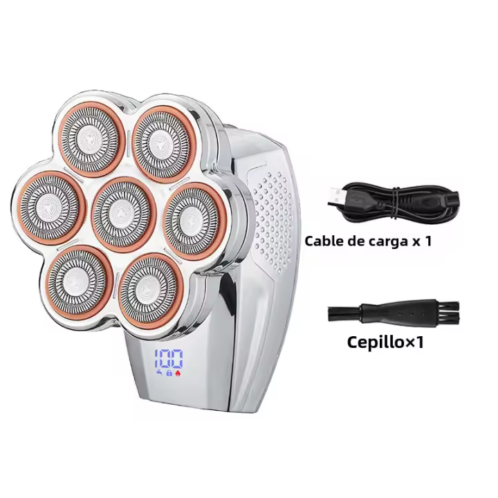Maquinilla de Afeitar Eléctrica con Cabeza Magnética 7 Cuchillos para Afeitar la Cabeza y Todo el Cuerpo Pantalla Digital Doble Propósito - 1