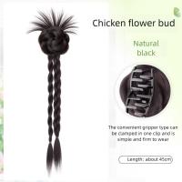 Peluca con moño de flores sintéticas, extensiones de cabello con Clip, trenza torcida, cola de caballo, moño rizado Natural y esponjoso - details 3