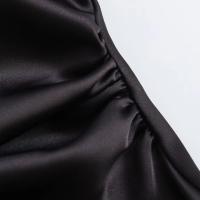 Vestido largo plisado sin mangas para mujer, prenda de seda con textura satinada, cuello redondo, elegante y a la moda - details 43