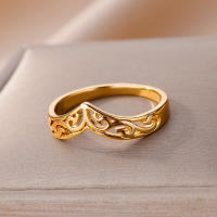 Anillos de acero inoxidable para mujeres y hombres, anillo de tótem de planta de Color dorado, joyería para dedo para fiesta de boda, regalo de tendencia 2024 - details 2