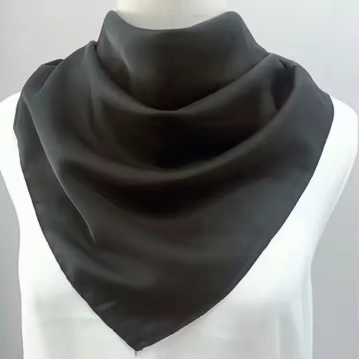 Pañuelo para la cabeza de 70x70cm para mujer, pañuelos para el pelo de satén de seda, pañuelo bonito para mujer, bufandas para el cuello para mujer, verde, negro y blanco - 1