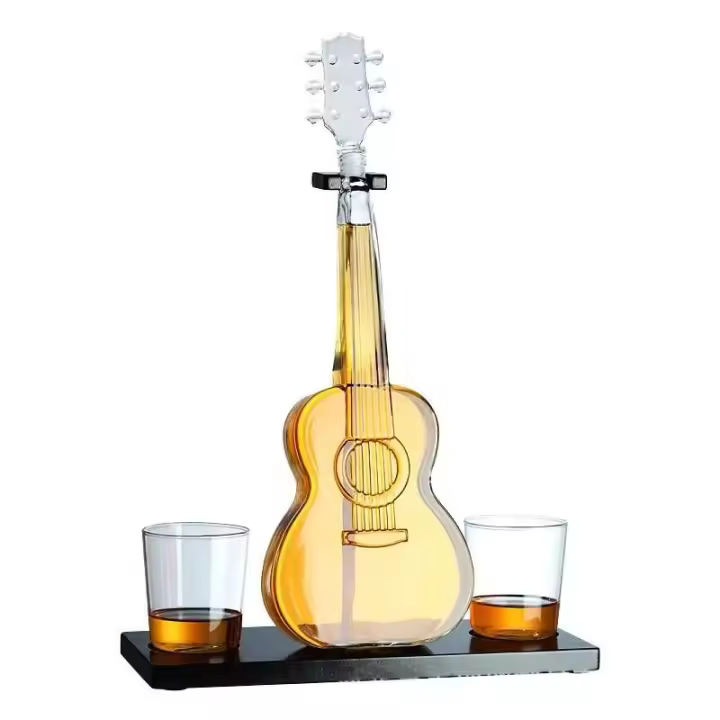 Botella de cristal con forma de guitarra, juego de botellas de whisky, dispensador de vino, decoración de bar, 1000ml - 1
