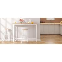 Set Mesa de Bar y 2uds. Taburete de Bar Muebles Cocina para Salón Comedor Mesa 60x60x100 cm Estructura de Metal, MDF Roble Claro + Blanco - details 11