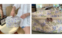 Cotton Makeup Bag Large Travel Cosmetic Bag Quilted Cosmetic Pouch Coquette Floral Toiletry Bag