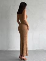 Mujer de punto sin mangas con cuello alto, vestido largo elegante de moda para otoño 2023 - details 5