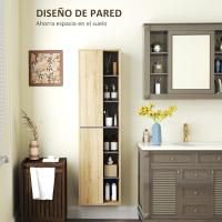 Columna Pared Compartimentos Abiertos y 2 Puertas Morno 40x24x141,5 cm Natural - details 1