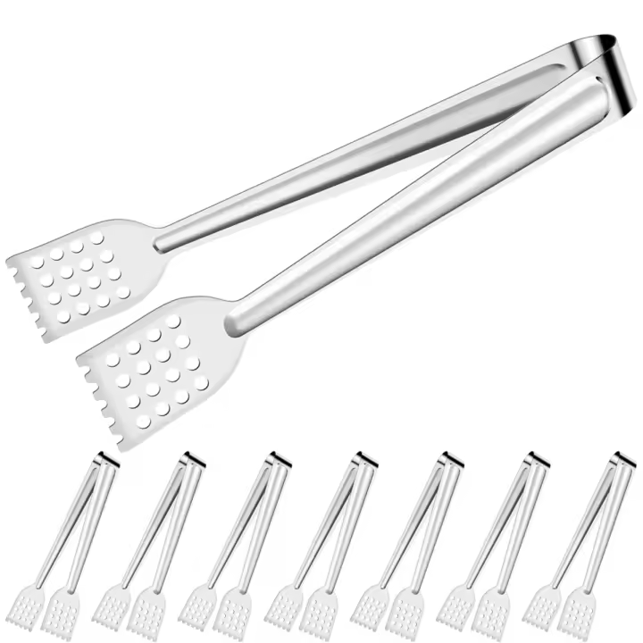 Pinzas para servir Buffet, servidor para ensalada de 8 piezas y 7 pulgadas, acero inoxidable 304, para barbacoa, pan y pastel - 1