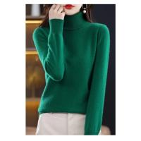 Suéter de cachemira de lana de 100% para mujer, suéter tejido con cuello alto, jerséis de manga larga, ropa de otoño e invierno, Jersey cálido, Tops - details 12