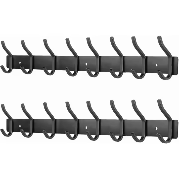 ‎ 31 x 9 x 5 cm Percheros Pared con 8 ganchos, Ganchos Perchas de Montaje en Pared Acero inoxidable Colgadores Ganchos Perchero para Entrada, Cocina, Baño - 1