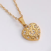 Colgante de Corazón de Melocotón en Acero Inoxidable con Placa de Oro Lujo Ligero para Mujeres - details 12