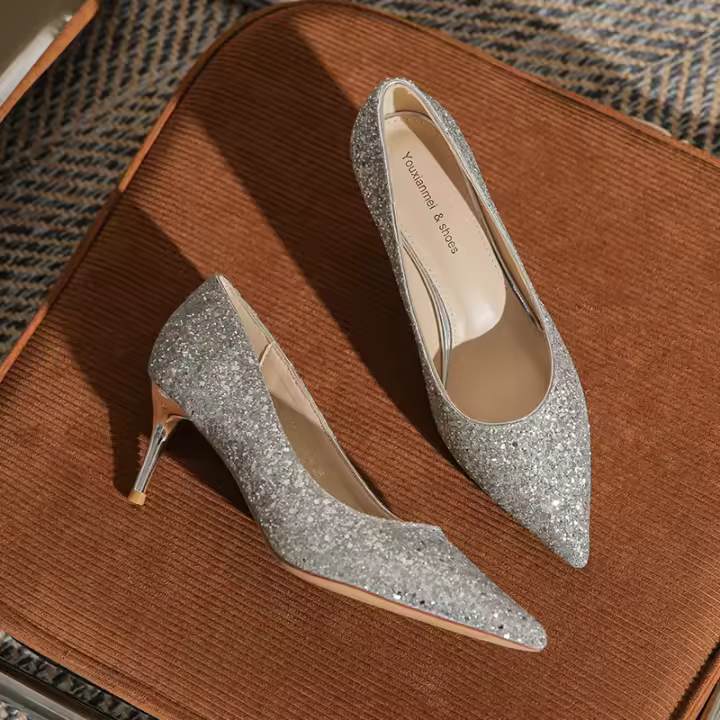 Zapatos de Novia de Tacón Alto Microfibra para Forro, Cuero Sintético Exterior - 1