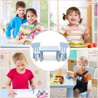 Juego de Mesa y Silla Infantil de Plástico Conjunto de 3 Piezas para Niños de 1-7 Años Azul - details 4