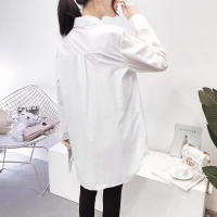 Blusa De Algodón Blanca Casual Para Mujer Cuello En V Botones Larga Manga Bordada Estilo Casual Longa Manga Blouse De Verano - details 15