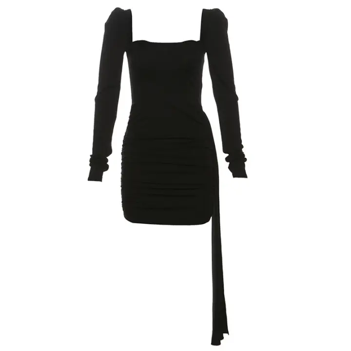 Cintura plisada con cuello cuadrado para mujer. - 1