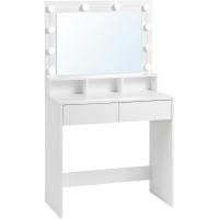 Mueble de Maquillaje Moderno con Luz LED y Espejo Grande Mesa de Vestidor de Estilo y Organización con 2 Cajones y 3 Compartimentos Abiertos - details 8