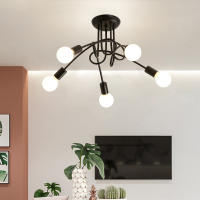 Goeco Lámpara de Araña Vintage Colgante con 3/5 Bases para Bombilla E27 Metal Negro - details 10