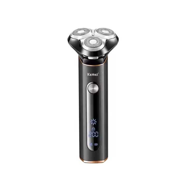 Kemei-Afeitadora eléctrica recargable IPX7 para hombre, máquina de afeitar con bloqueo de viaje, USB tipo C, Triple hoja inteligente de 2000mah - 1