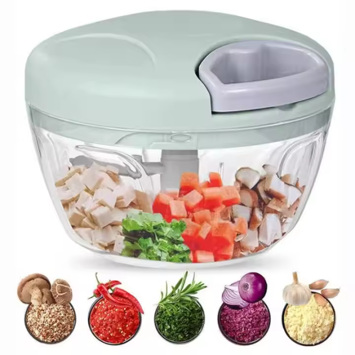 Extractor Manual de ajo y picadora de carne, cortador de verduras extraíble a mano de 3 hojas para procesamiento eficiente de alimentos de cocina - 1