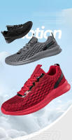 Zapatillas de correr para hombre, zapatos deportivos informales de malla transpirable, ligeros, sin cordones, suela suave, Color Rojo - details 2