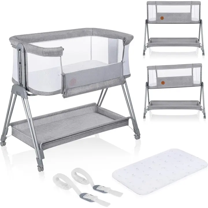 Cuna de colecho portátil con colchon, Cuna de Viaje, Bebe co-Sleeping, Desde recién Nacido hasta los 9 kg. Regulables de altura e inclinación, 4 Ruedas con Bloqueo, ventilada - 1
