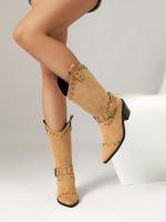 Zapatos de mujer bordados con tacón medio grueso tallas 40-43 conjunto de pies de gran tamaño botas retro de mujer - details 10