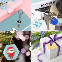 200 piezas de llaveros acrílicos en blanco, colgantes de llavero transparentes de acrílico en blanco para proyectos de manualidades DIY - details 5