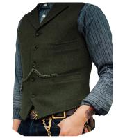 Chaleco de negocios, chaqueta informal ajustada, chalecos para hombre de groso, traje de boda para hombre, chaleco marrón de lana de boda Tweed - details 11