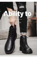 Botas de cuero de cocina para hombre de otoño, zapatos deportivos informales para Chef, a la moda, diseño Martin, negro, impermeables y antideslizantes - details 6