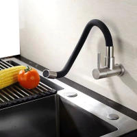 Grifo de Cocina Montado en la Pared Mezclador de Acero 304 con Nariz de Gel de Sílice - details 2