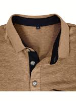 Camisa de manga corta para hombre, camisa de solapa con botones, bolsillo en el pecho, color sólido, a la moda - details 33
