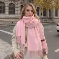 Bufanda de Cachemira de Color liso para mujer, chales gruesos y cálidos de Pashmina con borlas, manta femenina, Hijab, 2024 - details 7