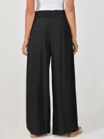 Pantalones de mujer de lino de playa pierna recta con bolsillos pantalones femeninos de cintura alta pantalones sueltos trajes moda coreana - details 2