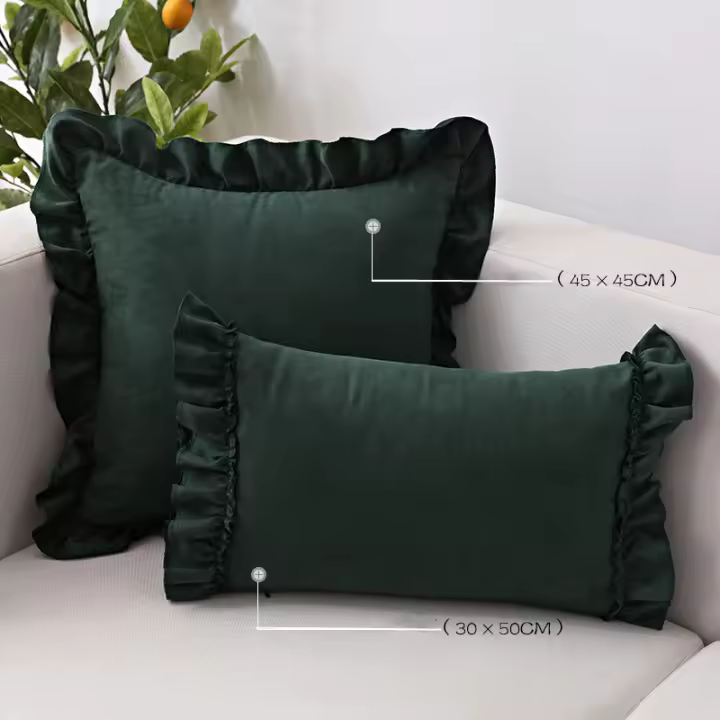 Bonenjoy-funda de cojín de 30x50/45x45cm, Protector de almohada suave con volantes, decoración para sofá y hogar, 1 unidad - 1