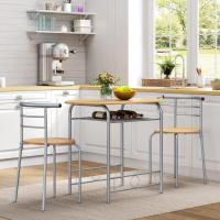 Conjunto de Muebles de Cocina de 3 Piezas con 2 Sillas de Comedor y Estante para Vino de Madera - details 1