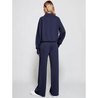 Conjunto casual de dos piezas para mujer: sudadera extragrande con media cremallera y pantalones deportivos de pierna ancha - details 13