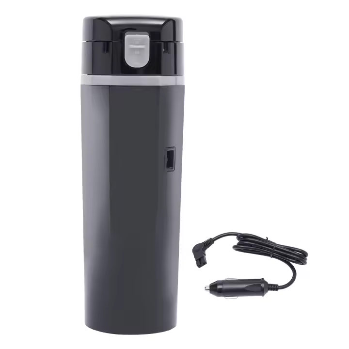 Calentador eléctrico de acero inoxidable 500 para coche, tetera con pantalla Digital de 12 V y 24 V, taza calefactora con tapa antijuego y Control táctil, 304 ml - 1