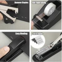 9 piezas de material de oficina, grapadora de escritorio manual, dispensador de cinta, tijeras, juego de clips, carpetas de clips, pestañas de índice y notas adhesivas - details 4