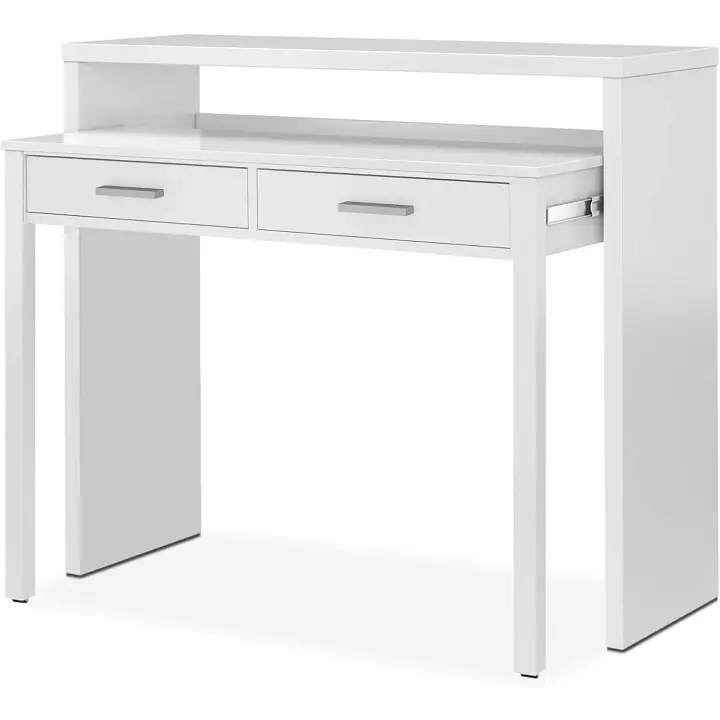 Mesa escritorio desplazable para estudio, oficina o habitación, 98 cm, Blanco Artik - 1