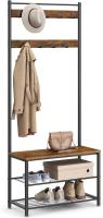 Perchero con Estante para Zapatos, Mueble de Entrada con Banco, 3 en 1, Marco de Acero, para Entrada y Pasillo, 32 x 70 x 177 cm, Estilo Industrial, Marrón Castaño y Negro HSR041B41 - details 27