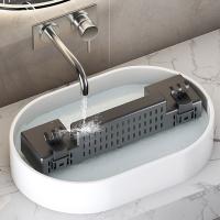 Soporte de plástico para cepillos de dientes, soporte para vasos de enjuague bucal de gran capacidad montado en la pared con tazas, estante de almacenamiento para inodoro que ahorra espacio para el hogar - details 9