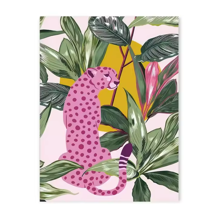 Póster de Animal de cebra, planta Tropical, piña, baño en maceta, leopardo rosa, pintura en lienzo, decoración artística de pared, baño adecuado - 1