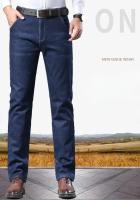 Pantalones vaqueros Sherpa gruesos de lana de invierno para hombre, pantalones vaqueros rectos de terciopelo informales de negocios, pantalones elásticos clásicos de felpa de lana para hombre - details 1